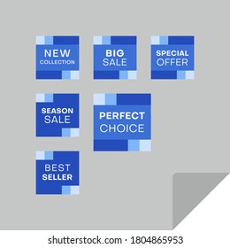 Set of rectangular discount labels to attract customers' attention. Timeless easy-to-read design. Suitable for web page ads, tags, discount offer price labels, badges, coupons, flyers etc.