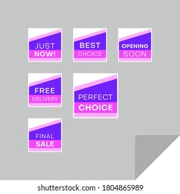 Set of rectangular discount labels to attract customers' attention. Timeless easy-to-read design. Suitable for web page ads, tags, discount offer price labels, badges, coupons, flyers etc.