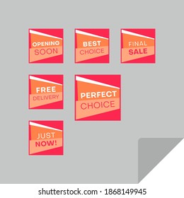 Set of rectangular discount labels to attract customers' attention. Timeless easy-to-read design. Suitable for web page ads, tags, discount offer price labels, badges, coupons, flyers etc.