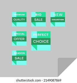 Set of rectangular discount labels to attract customers' attention. Timeless easy-to-read design. Suitable for web page ads, tags, discount offer price labels, badges, coupons, flyers etc.
