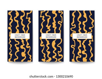 Set of rectangular flyers with a pattern of abstract yarns and fibers. Asymmetrical and two-color template.
 Flat Vector design