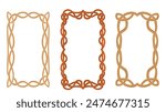 Set of rectangular frames in Celtic style. Hand drawing vector.