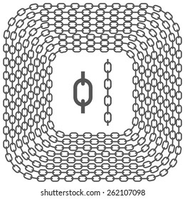 Set of rectangular frames of different sizes of chain. Chain link.