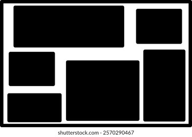 set of rectangular geometric backgrounds. Photo collage template for wall gallery. Blank black photo with white border. Vector Mood Boards dan Branding Presentations.