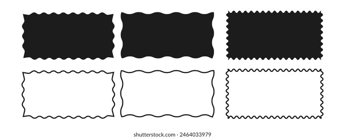 Conjunto de marcos de zigzag geométricos rectangulares aislados sobre fondo blanco. Formas Abstractas para el diseño. Ilustración vectorial.