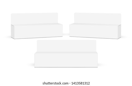 Set of rectangular horizontal boxes for toothpaste or cream, isolated on white background. Vector illustration