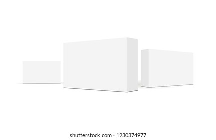 Set of rectangular packaging boxes isolated on white background. Vector illustration