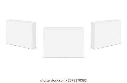 Set Of Rectangular Packaging Medical or Cosmetic Boxes, Isolated On White Background. Vector Illustration