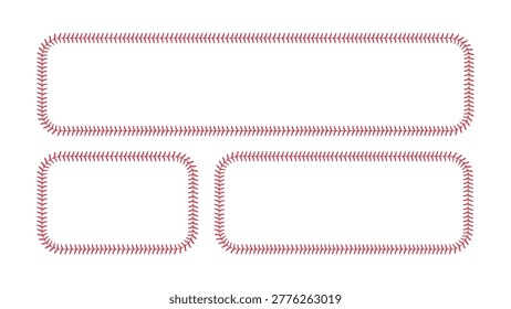 A set of rectangular shapes outlined with softball-style stitching.