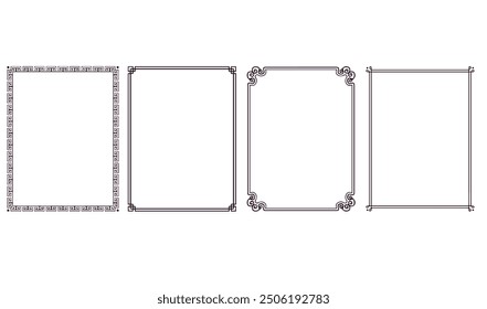 Set or rectangular shapes with squiggly borders. Tags, labels, stamps, crackers, 
coupons rectangle boxes with curvy, wiggly, wavy edges isolated on white background.
Set or rectangular shapes