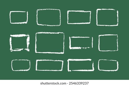 Set of rectangular and square frames in grunge style. Square borders drawn in black charcoal or ink for design, banner, poster, cover. Vector format