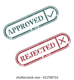 A set of rectangular stamps approved and rejected vector illustration.