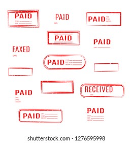 Set of rectangular stamps paid, vector illustration.