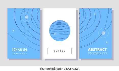 set of rectangular vector banners in soft blue with a mesh of thin lines