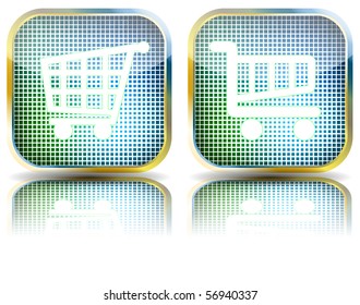 Set of rectangular vector buttons with basket icon. EPS10