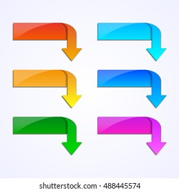 Set of rectangular web buttons with arrow, vector illustration