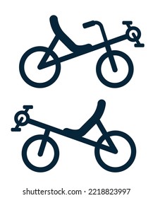 Set of recumbent bike or bicycle in bold line style - vector icon illustration