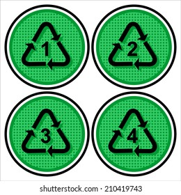 set of recyclable materials packaging PET 