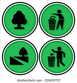 set of recyclable materials tree, forest, park