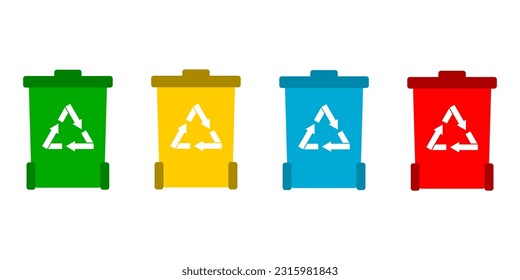 Set recycle bin icon flat vector design