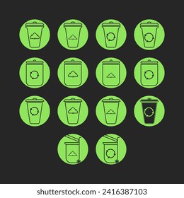 Set of recycle bin icons. Vector illustration in flat design style.