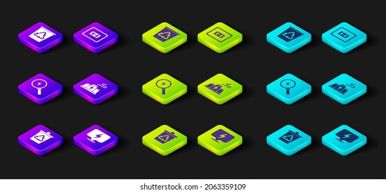 Set Recycle bin with recycle, Lightning bolt, Power station plant factory, Electrical outlet and  icon. Vector