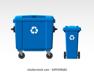 Set of recycle bins isolated on white background. Flat style. Vector