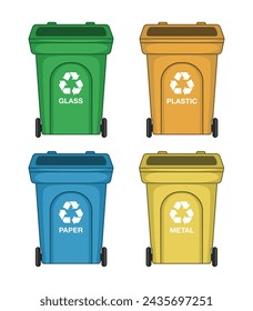 Set of recycle bins with symbol. vector design