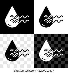 Set Recycle clean aqua icon isolated on black and white, transparent background. Drop of water with sign recycling.  Vector