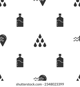 Set Recycle clean aqua, Water drop and Big bottle with water on seamless pattern. Vector