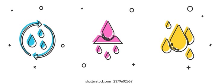 Set Recycle clean aqua,  and Water drop icon. Vector