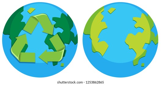 Set of recycle earth logo illustration