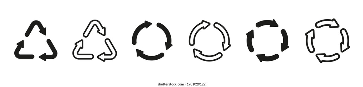 Set of recycle icon in line style