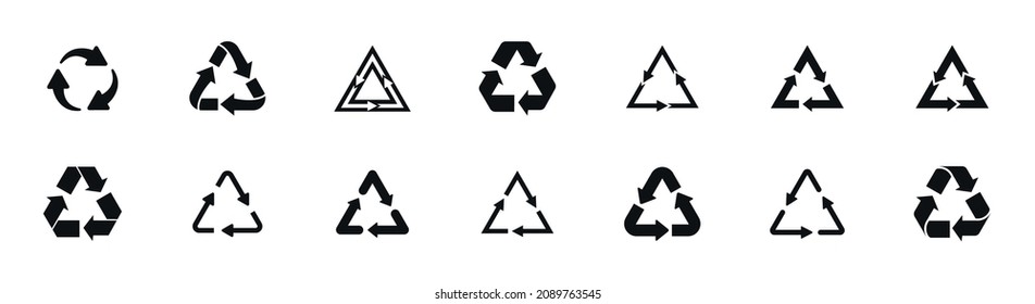 Set of recycle icon. Recycling symbol collection. Signs bio, ecology and cleanliness. An arrows that revolves endlessly. Vector illustration