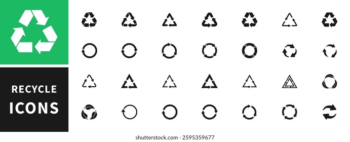 Set of recycle icon. Recycling symbol collection. Signs bio, ecology and cleanliness. An arrows that revolves endlessly. Vector illustration