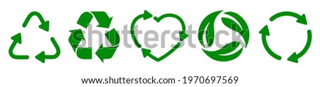 Set recycle icon sign in different forms, recycling sign – stock vector