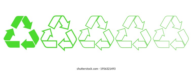 Set recycle icon sign.Mobius loop.Most used recycle signs vector.Green icons for packaging and recycling.ecology, eco friendly and environmental management symbols.An arrow that revolves endlessly