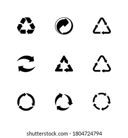 Set of Recycle icon symbol vector isolated on white background