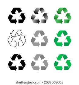 Set of recycle icon vector design illustration. Recycle icon simple sign. Recycle icon collection