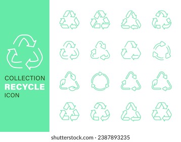 conjunto de iconos de la línea de reciclaje. el diseño puede utilizarse para reciclar la información del producto o imprimir el embalaje