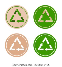 Establecer eco de signo de recicle en el diseño de vector plano de icono circular