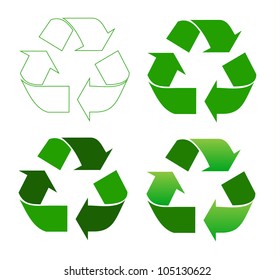 Set of recycle sign on white