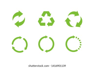 Set of Recycle Signs. Isolated Vector Illustration