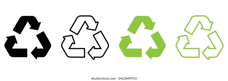 Set recycle signs. Recycle recycling symbol. Recycle icon collection. Vector Illustration.