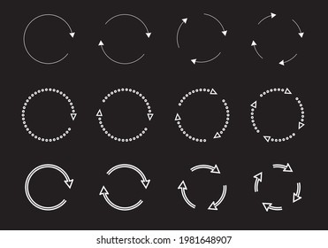 Set recycle vector icons. Label template. Eco circle arrows. Vector outline Icons.