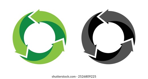 set of recycling arrow icons circle vector design illustration isolated background