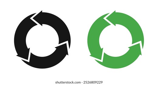 conjunto de reciclagem seta ícones círculo vetor plano design ilustração isolado fundo
