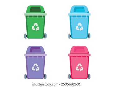 Set of recycling bins illustrated by vector