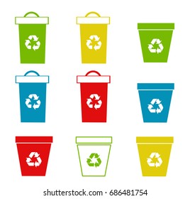 Set of recycling bins vector illustration