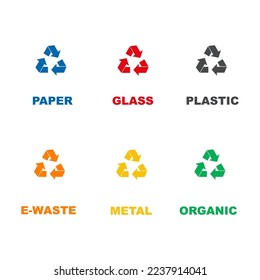 Set of recycling flat rounded square framed color icons on white background. Thin and thick versions included.